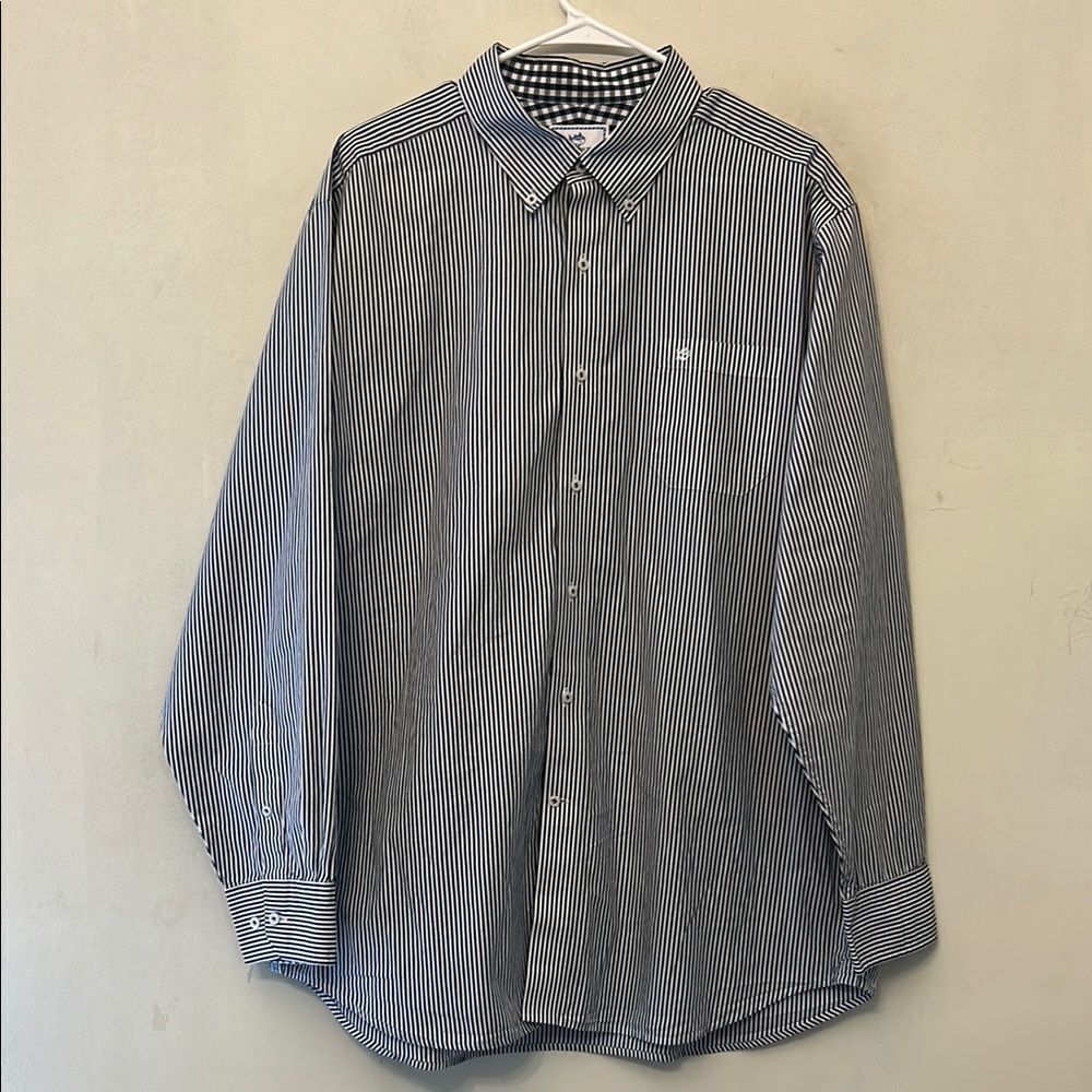 Southern Tide Blue white striped long sleeve button down shirt Size XL EUC